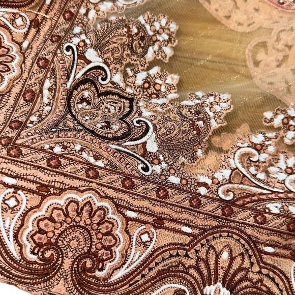 Delicate pink and peach shawl, scarf, wrap see through mesh & tassels 60 in long - Picture 8 of 10